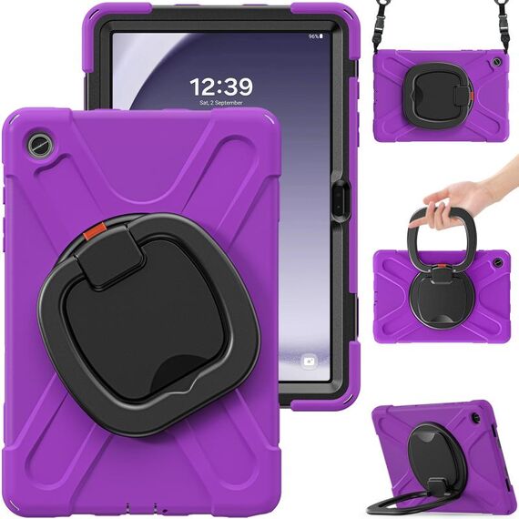 Custodia per tablet PC ibrida in silicone per Samsung Galaxy Tab A9+ con supporto e tracolla (viola)