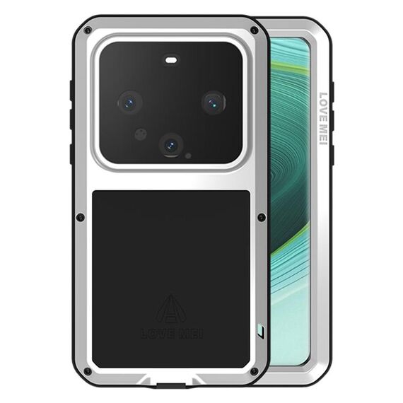 Custodia per telefono antipolvere impermeabile antiurto in metallo LOVE MEI per Huawei Mate 60 Pro / 60 Pro+ (Argento)