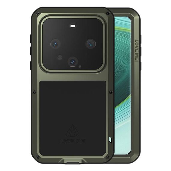 Custodia per telefono antipolvere impermeabile antiurto in metallo LOVE MEI per Huawei Mate 60 Pro / 60 Pro+ (verde militare)