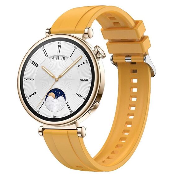 Per Huawei Watch GT4 41mm Modello di pneumatico Cinturino in silicone con fibbia argentata (giallo)