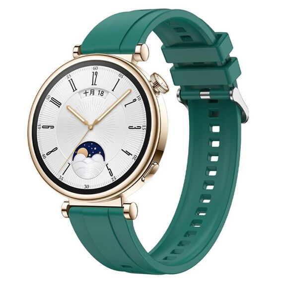 Per Huawei Watch GT4 41mm Modello di pneumatico Cinturino in silicone con fibbia argentata (verde scuro)