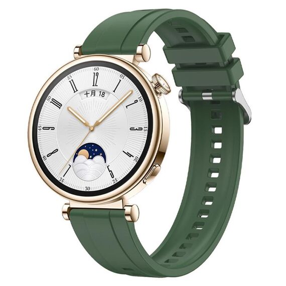 Per Huawei Watch GT4 41mm Modello di pneumatico Cinturino in silicone con fibbia argentata (Hu Yang Green)