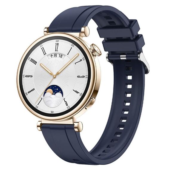 Per Huawei Watch GT4 41mm Modello di pneumatico Cinturino in silicone con fibbia argentata (blu notte)