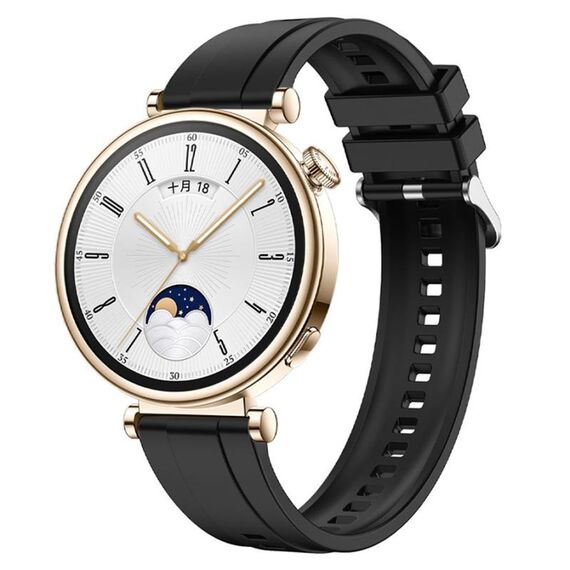 Per Huawei Watch GT4 41mm Modello di pneumatico Cinturino in silicone con fibbia argentata (nero)