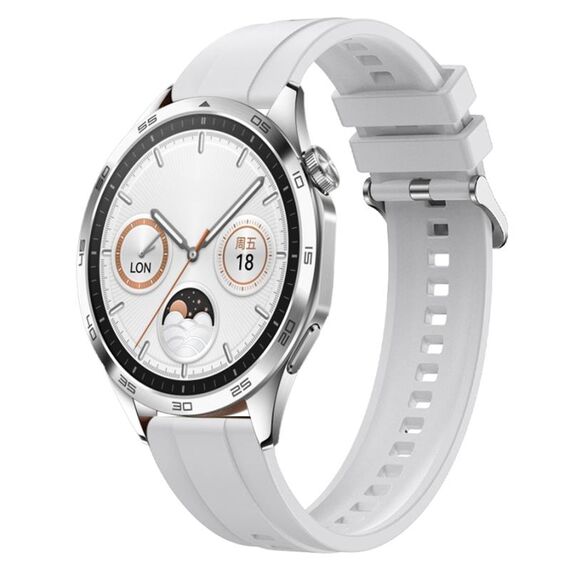 Per Huawei Watch GT4 46mm Modello di pneumatico Cinturino in silicone con fibbia argentata (bianco)