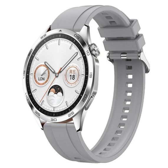 Per Huawei Watch GT4 46mm Modello di pneumatico Cinturino in silicone con fibbia argentata (grigio chiaro)