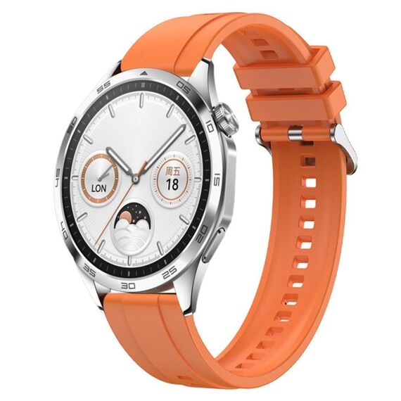 Per Huawei Watch GT4 46mm Modello di pneumatico Cinturino in silicone con fibbia argentata (arancione)