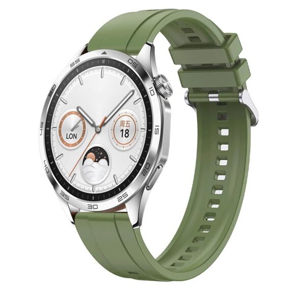 Per Huawei Watch GT4 46mm Modello di pneumatico Cinturino in silicone con fibbia argentata (verde)
