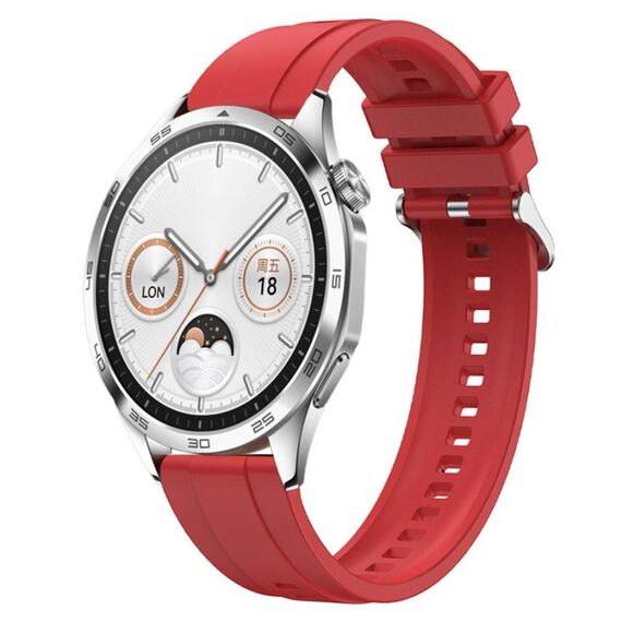 Per Huawei Watch GT4 46mm Modello di pneumatico Cinturino in silicone con fibbia argentata (rosso)