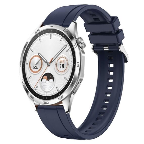 Per Huawei Watch GT4 46mm Modello di pneumatico Cinturino in silicone con fibbia argentata (blu notte)