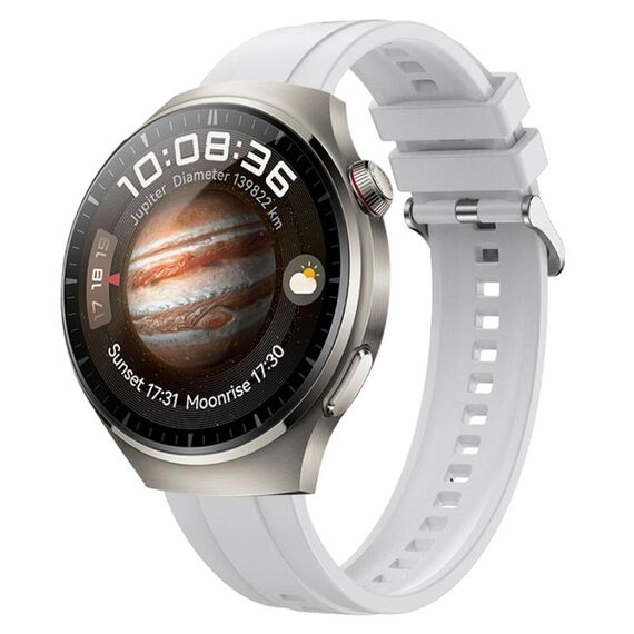 Per Huawei Watch 4 Cinturino in silicone con fibbia in argento modello pneumatico (bianco)