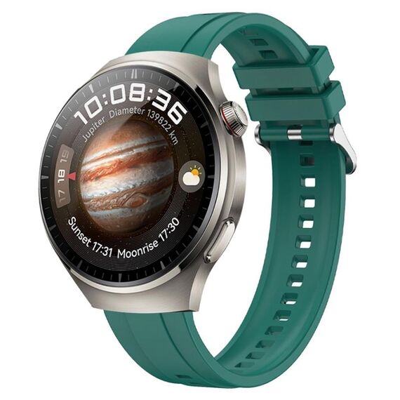 Per Huawei Watch 4 cinturino in silicone con motivo pneumatico con fibbia argentata (verde scuro)