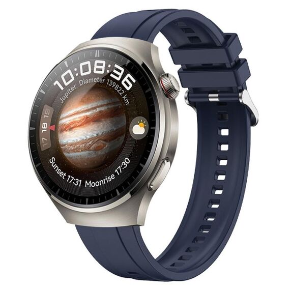 Per Huawei Watch 4 cinturino in silicone con fibbia in argento modello pneumatico (blu notte)