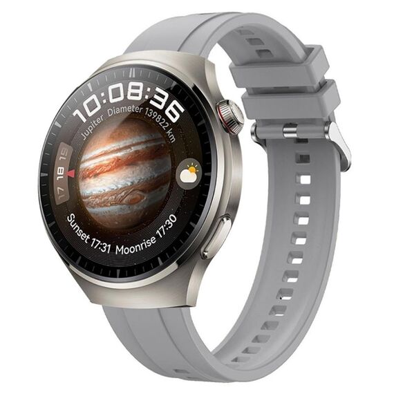 Per Huawei Watch 4 Pro Cinturino in silicone con fibbia in argento con motivo pneumatico (grigio chiaro)