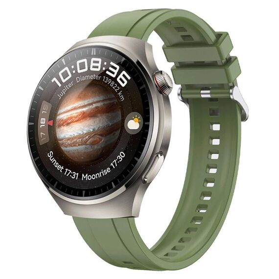 Per Huawei Watch 4 Pro Cinturino in silicone con fibbia in argento con motivo pneumatico (verde)