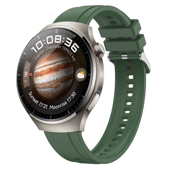 Per Huawei Watch 4 Pro Cinturino in silicone con fibbia in argento con motivo pneumatico (Hu Yang Green)