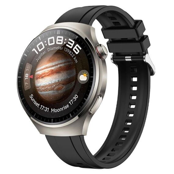 Per Huawei Watch 4 Pro Cinturino in silicone con fibbia in argento modello pneumatico (nero)