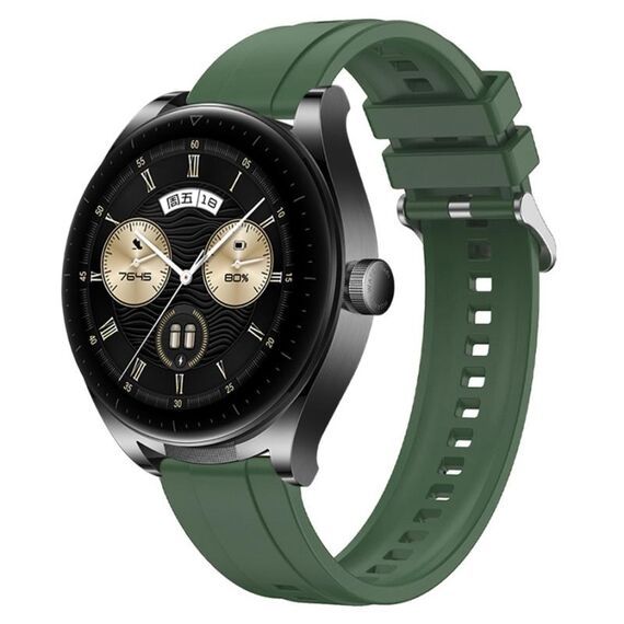 Per Huawei Watch GT3 SE / Watch Buds Modello di pneumatico Cinturino in silicone con fibbia in argento (Hu Yang Green)