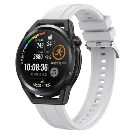 Per Huawei Watch3 Pro New / GT Runner Modello di pneumatico Cinturino in silicone con fibbia argentata (bianco)