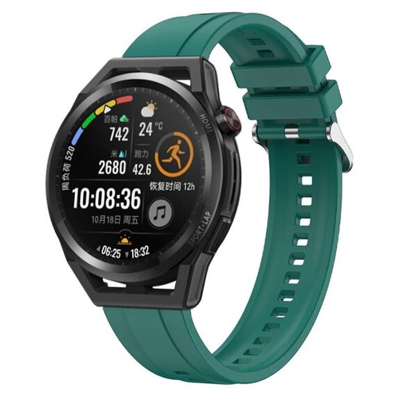 Per Huawei Watch 3 Pro New / GT Runner Modello di pneumatico Cinturino in silicone con fibbia argentata (verde scuro)
