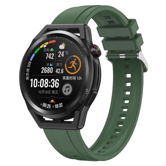 Per Huawei Watch3 Pro New / GT Runner Modello di pneumatico Cinturino in silicone con fibbia in argento (Hu Yang Green)