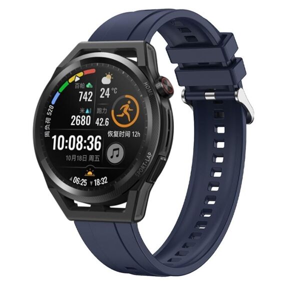 Per Huawei Watch 3 Pro New / GT Runner Modello di pneumatico Cinturino in silicone con fibbia argentata (blu notte)
