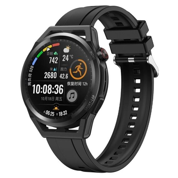Per Huawei Watch3 Pro New / GT Runner Modello di pneumatico Cinturino in silicone con fibbia argentata (nero)