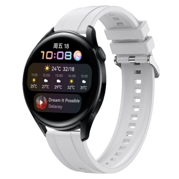 Per Huawei Watch 3/3 Pro Modello di pneumatico Cinturino in silicone con fibbia argentata (bianco)