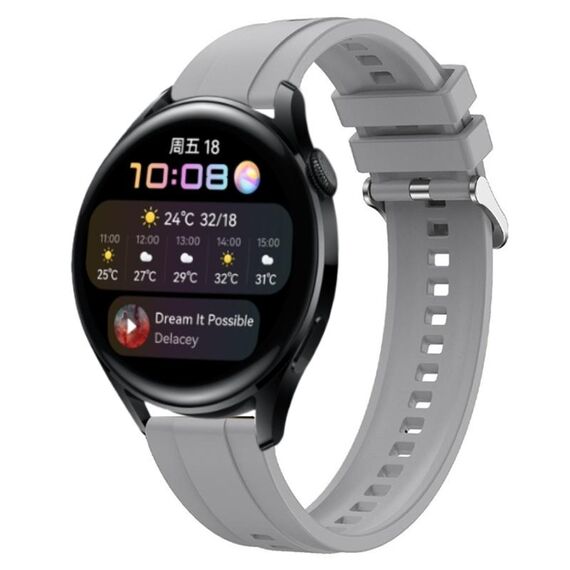 Per Huawei Watch 3/3 Pro Modello di pneumatico Cinturino in silicone con fibbia argentata (grigio chiaro)