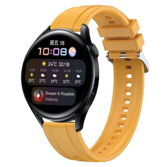 Per Huawei Watch 3/3 Pro Modello di pneumatico Cinturino in silicone con fibbia argentata (giallo)