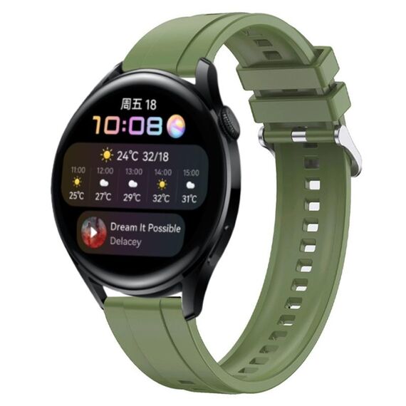 Per Huawei Watch 3/3 Pro Modello di pneumatico Cinturino in silicone con fibbia argentata (verde)