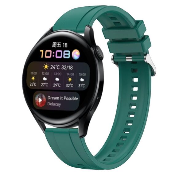 Per Huawei Watch 3/3 Pro Modello di pneumatico Cinturino in silicone con fibbia argentata (verde scuro)