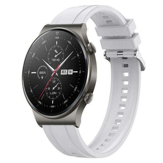 Per Huawei Watch GT2 Pro / GT 2e / GT2 46mm Modello di pneumatico Cinturino in silicone con fibbia argentata (Bianco)