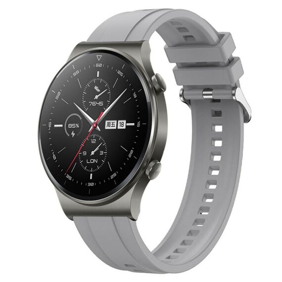 Per Huawei Watch GT2 Pro / GT 2e / GT2 46mm Modello di pneumatico Cinturino in silicone con fibbia argento (grigio chiaro)