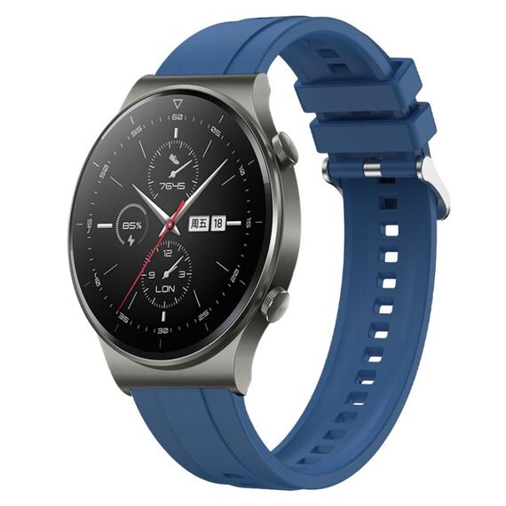Per Huawei Watch GT2 Pro / GT 2e / GT2 46mm Modello di pneumatico Cinturino in silicone con fibbia argentata (Blu)