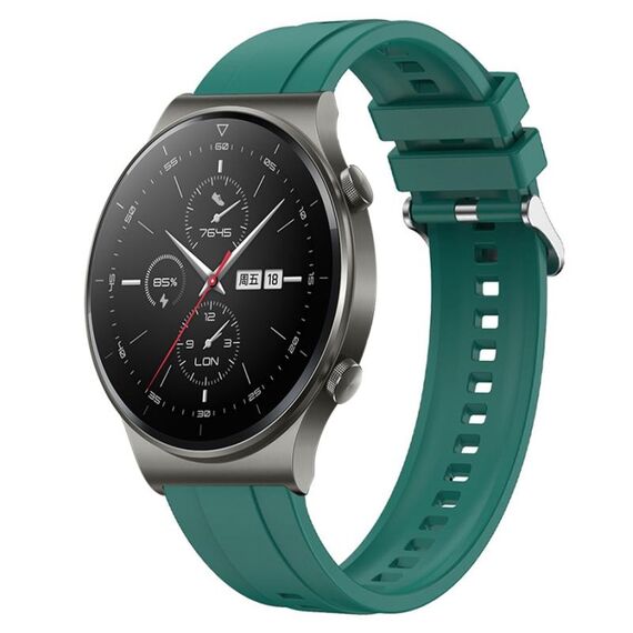 Per Huawei Watch GT2 Pro / GT 2e / GT2 46mm Modello di pneumatico Cinturino in silicone con fibbia argentata (verde scuro)