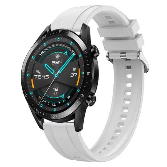 Per Huawei Watch GT 42mm / 46mm Cinturino in silicone con motivo pneumatico con fibbia argentata (bianco)
