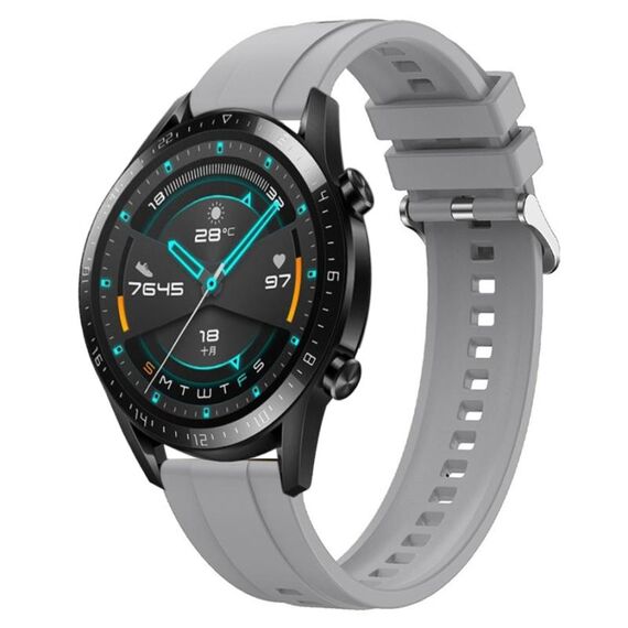 Per Huawei Watch GT 42mm / 46mm Cinturino in silicone con motivo pneumatico con fibbia argentata (grigio chiaro)