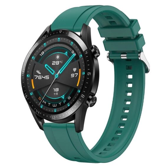 Per Huawei Watch GT 42mm / 46mm Cinturino in silicone con motivo pneumatico con fibbia argentata (verde scuro)