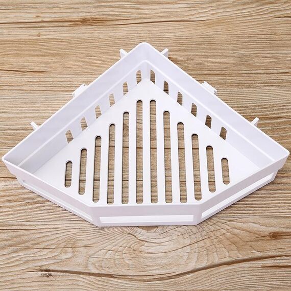 Scaffale triangolare per articoli da toeletta da bagno e cucina (bianco)