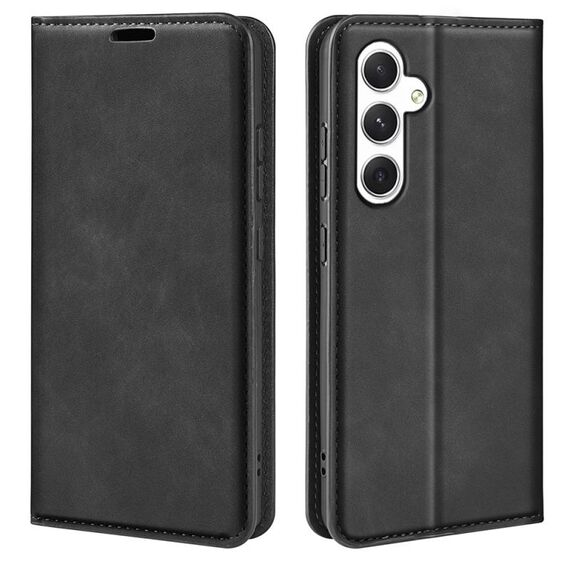 Per Samsung Galaxy S24 5G Custodia per telefono in pelle con aspirazione magnetica retro-skin (nera)