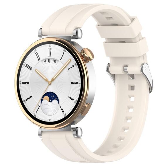Per Huawei Watch GT4 46mm Cinturino ufficiale in silicone con fibbia argento stile Steps (colore Starlight)