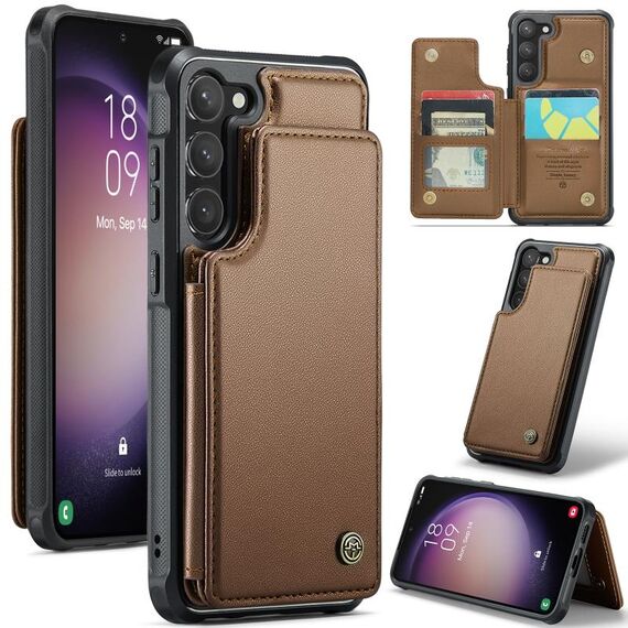 Custodia per telefono antifurto RFID per slot per schede Samsung Galaxy S23 5G CaseMe C22 (marrone)