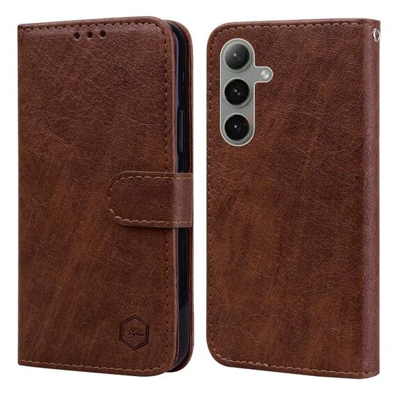 Per Samsung Galaxy S24+ 5G Skin Feeling Oil Leather Texture PU + Custodia per telefono in TPU (marrone)