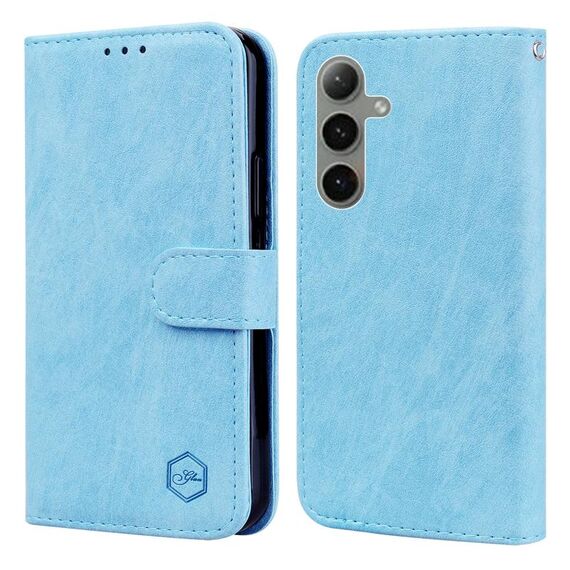 Per Samsung Galaxy S24+ 5G Skin Feeling Oil Leather Texture PU + Custodia per telefono in TPU (azzurro)