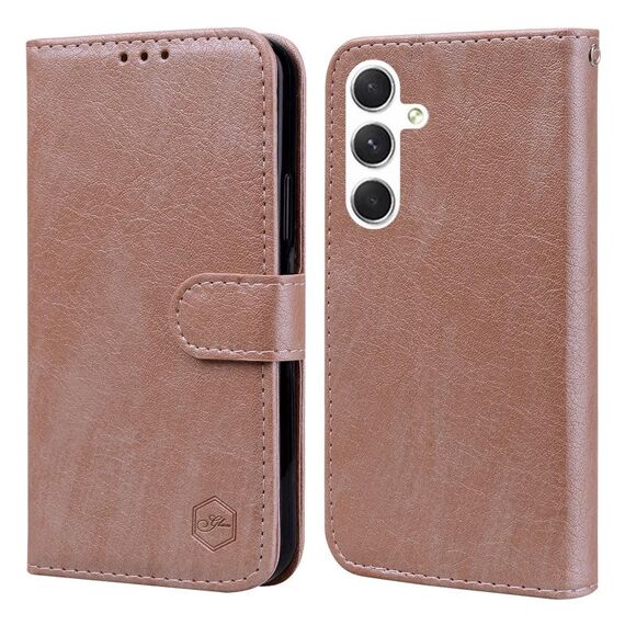 Per Samsung Galaxy S24 5G Pelle Sensazione di olio Texture in pelle PU + Custodia per telefono in TPU (Champagne)