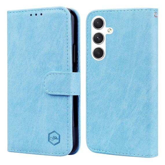 Per Samsung Galaxy S24 5G Skin Feeling Oil Leather Texture PU + Custodia per telefono in TPU (azzurro)