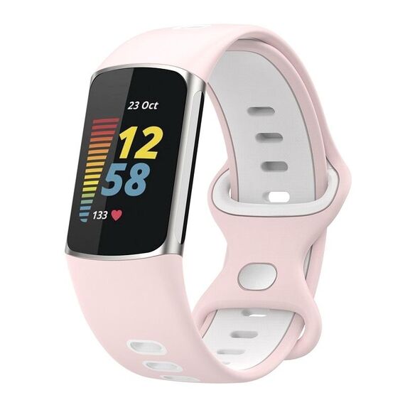 Per cinturino in silicone bicolore Fitbit Charge 6 (bianco polvere di sabbia)