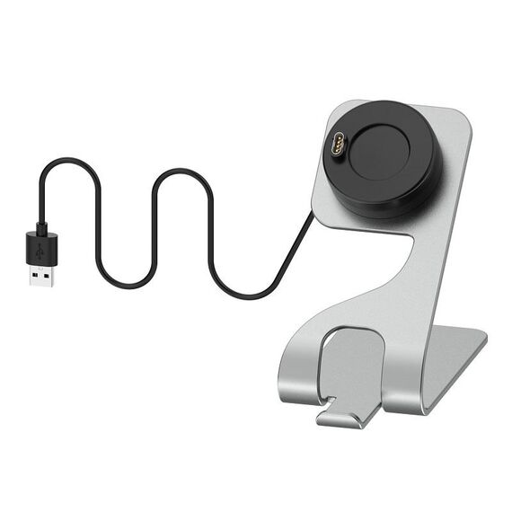 Per Venu3 / Venu3S / Vivoactive 5 Supporto per caricabatterie magnetico portatile in metallo con funzione dati (grigio)