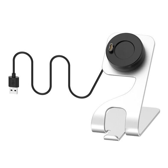 Per Venu3 / Venu3S / Vivoactive 5 Supporto per caricabatterie magnetico portatile in metallo con funzione dati (Argento)